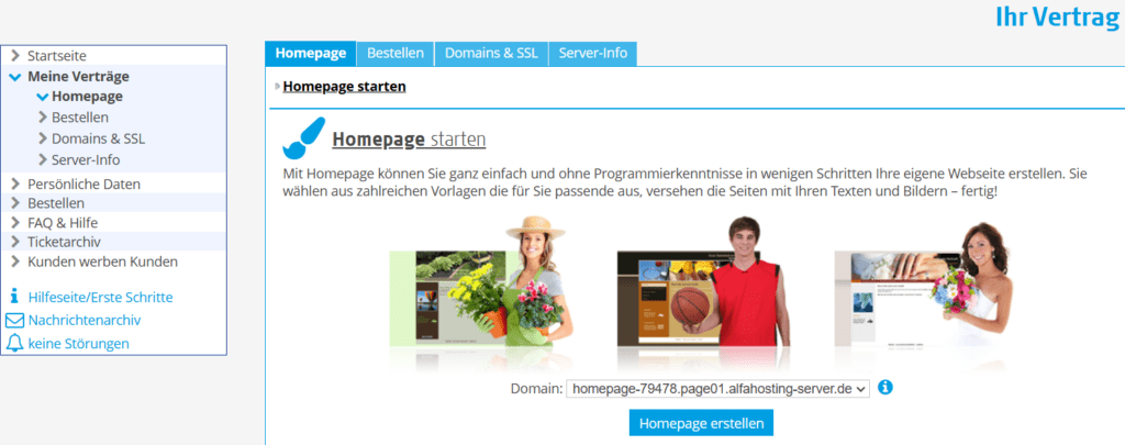 Homepage-Baukasten starten